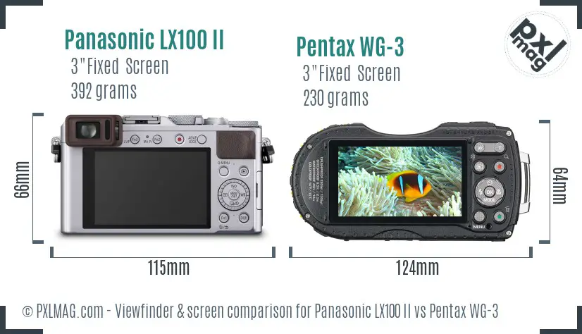 Panasonic LX100 II vs Pentax WG-3 Screen and Viewfinder comparison