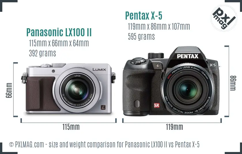 Panasonic LX100 II vs Pentax X-5 size comparison