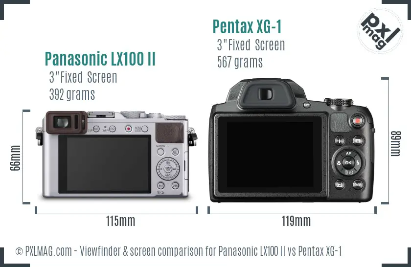 Panasonic LX100 II vs Pentax XG-1 Screen and Viewfinder comparison Panasonic LX100 II vs Pentax XG-1 Screen and Viewfinder comparison