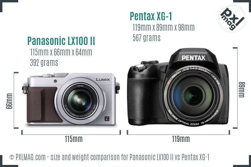 Panasonic LX100 II vs Pentax XG-1 size comparison Panasonic LX100 II vs Pentax XG-1 size comparison