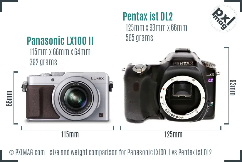 Panasonic LX100 II vs Pentax ist DL2 size comparison