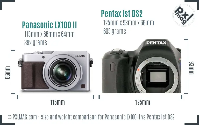 Panasonic LX100 II vs Pentax ist DS2 size comparison