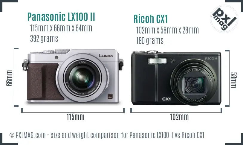 Panasonic LX100 II vs Ricoh CX1 size comparison