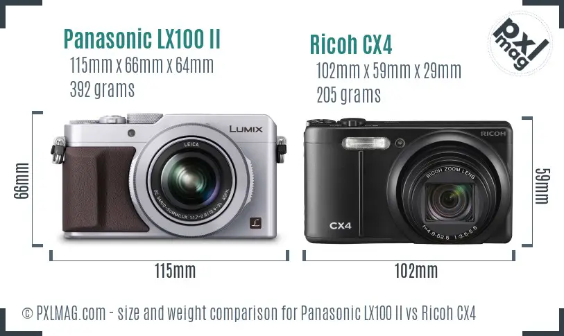 Panasonic LX100 II vs Ricoh CX4 size comparison