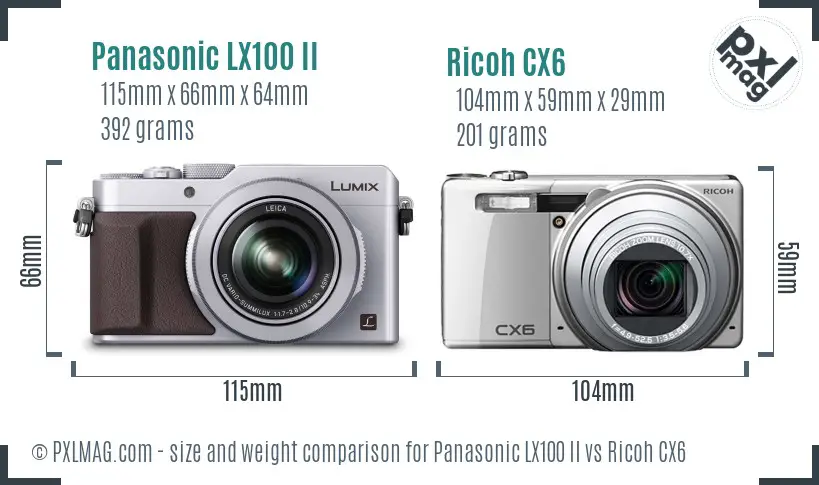 Panasonic LX100 II vs Ricoh CX6 size comparison