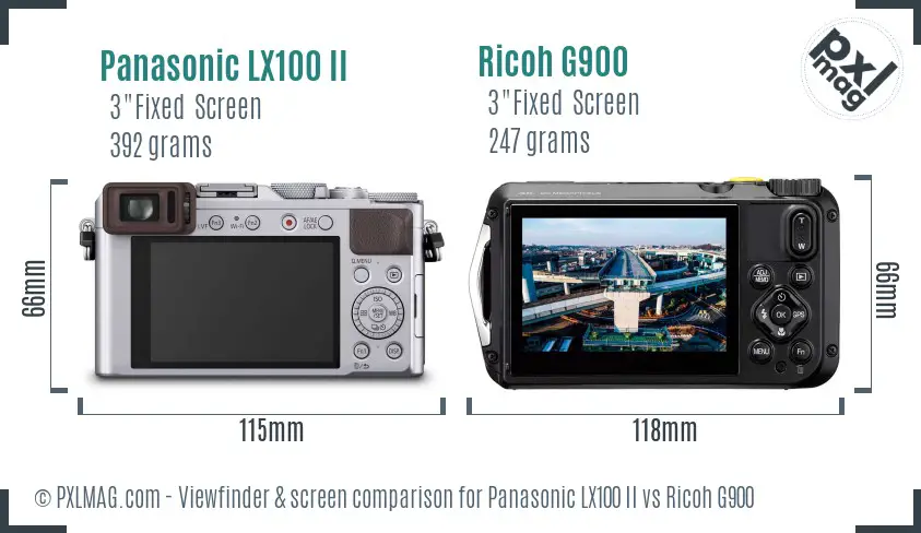 Panasonic LX100 II vs Ricoh G900 Screen and Viewfinder comparison