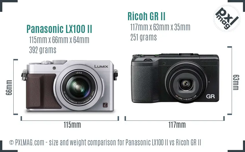 Panasonic LX100 II vs Ricoh GR II size comparison