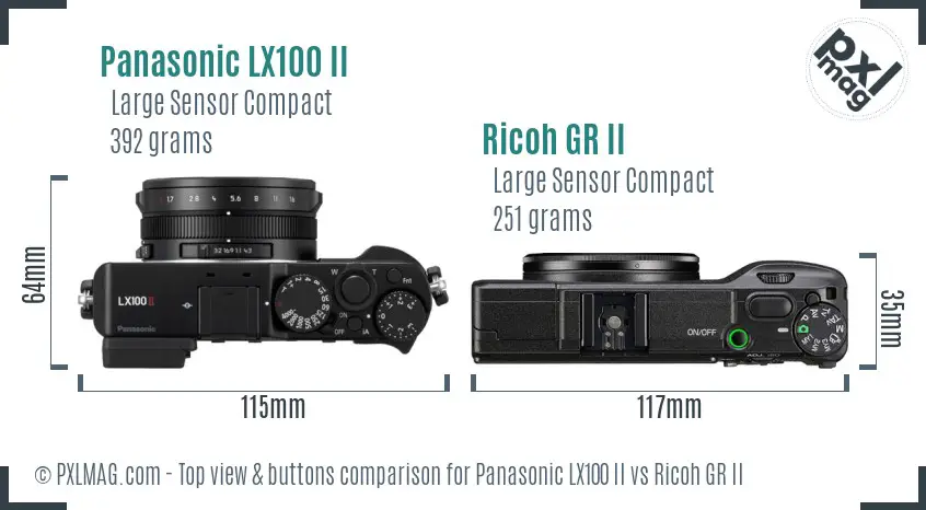 Panasonic LX100 II vs Ricoh GR II top view buttons comparison