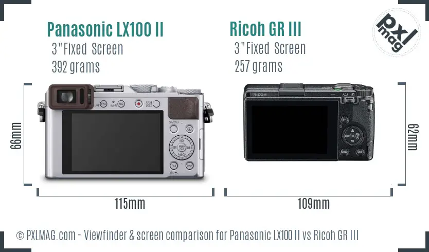 Panasonic LX100 II vs Ricoh GR III Screen and Viewfinder comparison