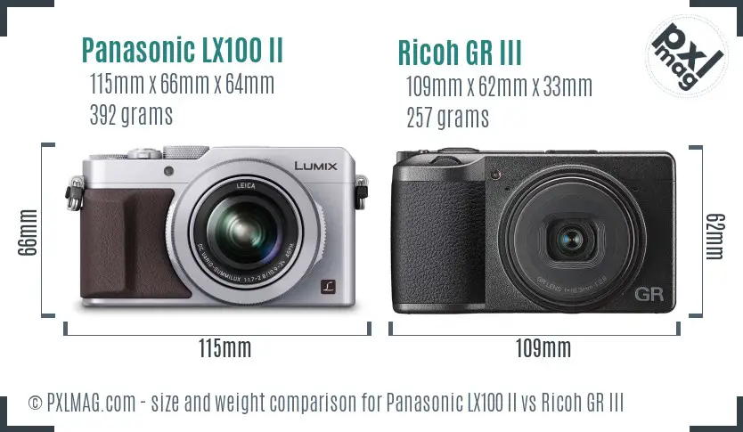 Panasonic LX100 II vs Ricoh GR III size comparison