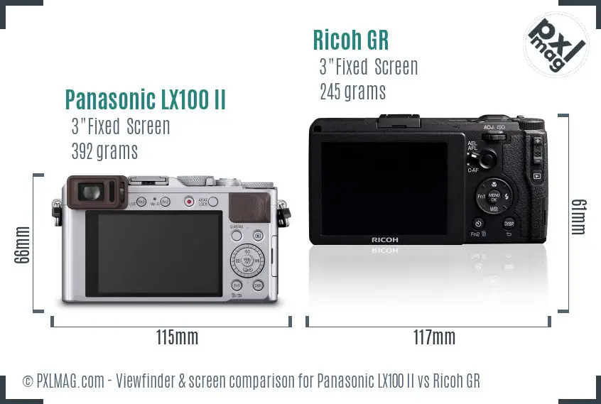 Panasonic LX100 II vs Ricoh GR Screen and Viewfinder comparison