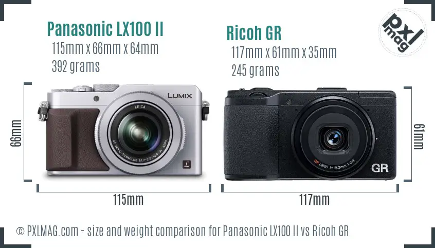 Panasonic LX100 II vs Ricoh GR size comparison