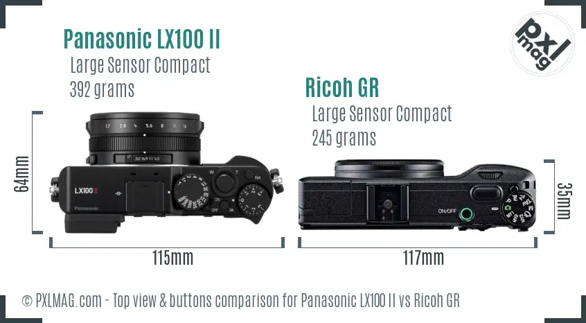 Panasonic LX100 II vs Ricoh GR top view buttons comparison