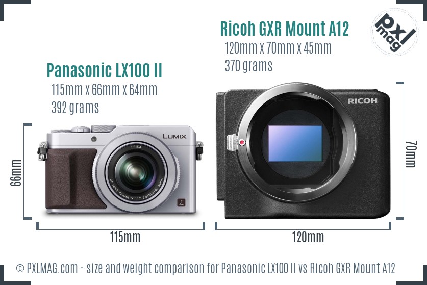 Panasonic LX100 II vs Ricoh GXR Mount A12 size comparison Panasonic LX100 II vs Ricoh GXR Mount A12 size comparison