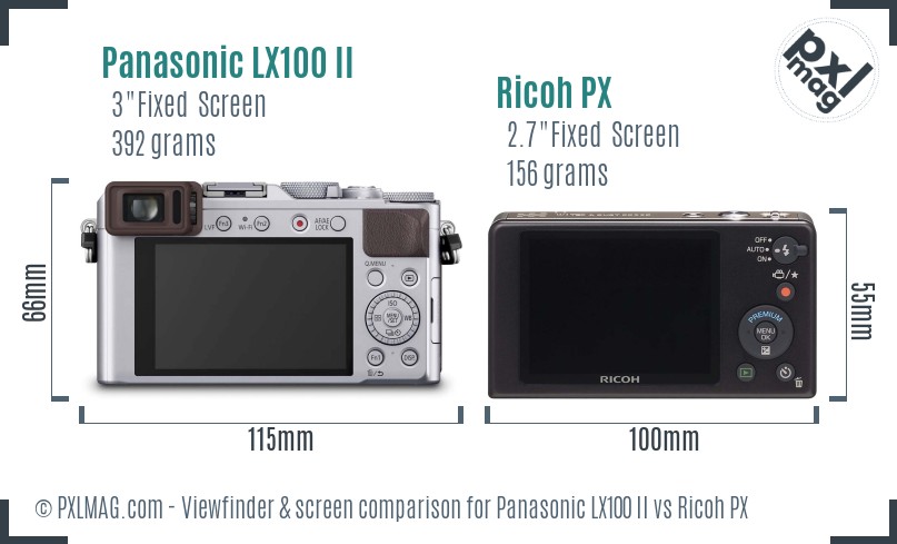 Panasonic LX100 II vs Ricoh PX Screen and Viewfinder comparison
