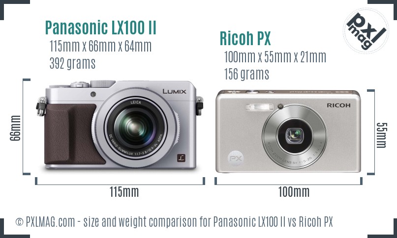 Panasonic LX100 II vs Ricoh PX size comparison Panasonic LX100 II vs Ricoh PX size comparison