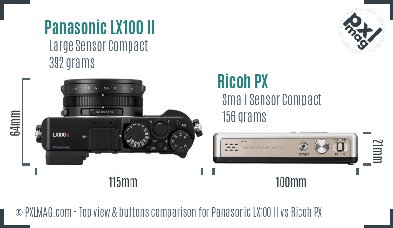 Panasonic LX100 II vs Ricoh PX top view buttons comparison