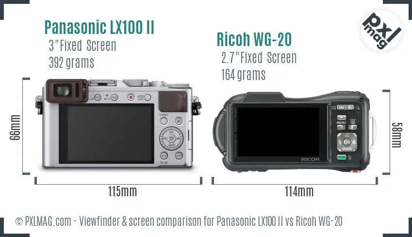 Panasonic LX100 II vs Ricoh WG-20 Screen and Viewfinder comparison