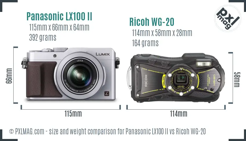 Panasonic LX100 II vs Ricoh WG-20 size comparison