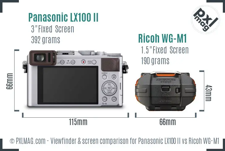 Panasonic LX100 II vs Ricoh WG-M1 Screen and Viewfinder comparison