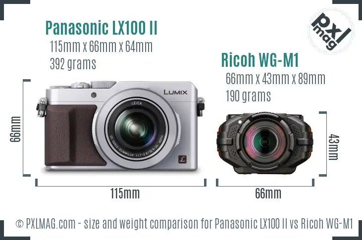 Panasonic LX100 II vs Ricoh WG-M1 size comparison