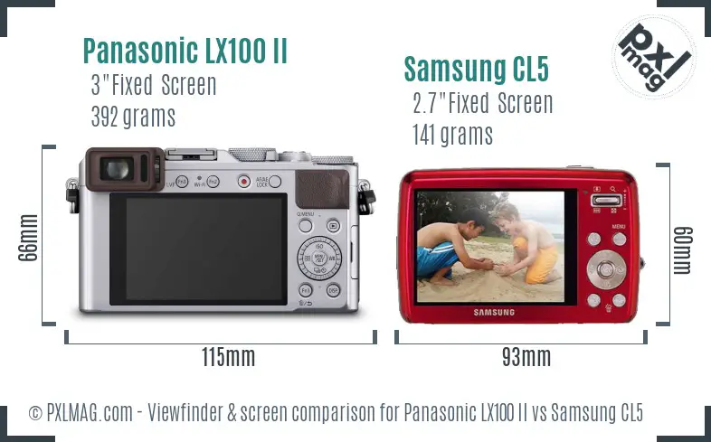 Panasonic LX100 II vs Samsung CL5 Screen and Viewfinder comparison Panasonic LX100 II vs Samsung CL5 Screen and Viewfinder comparison