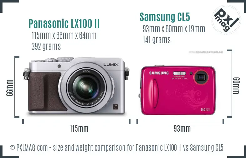 Panasonic LX100 II vs Samsung CL5 size comparison Panasonic LX100 II vs Samsung CL5 size comparison