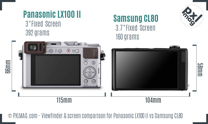 Panasonic LX100 II vs Samsung CL80 Screen and Viewfinder comparison