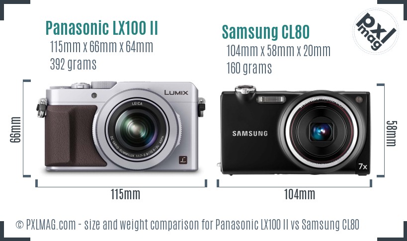 Panasonic LX100 II vs Samsung CL80 size comparison