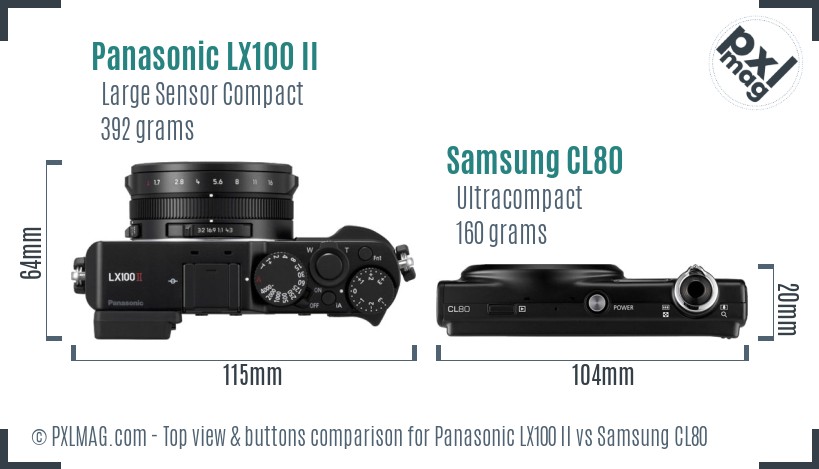Panasonic LX100 II vs Samsung CL80 top view buttons comparison