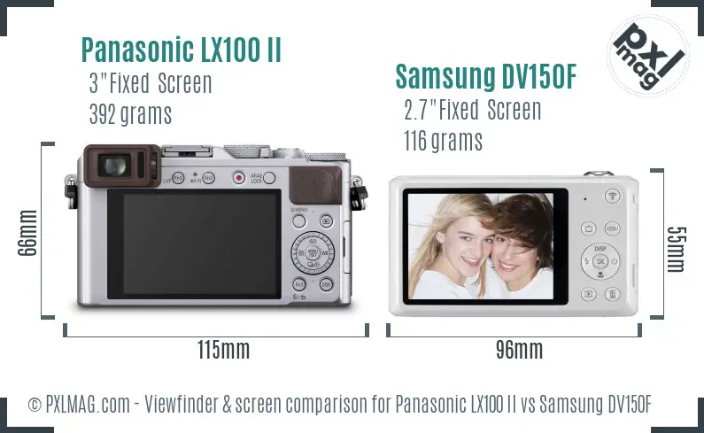 Panasonic LX100 II vs Samsung DV150F Screen and Viewfinder comparison
