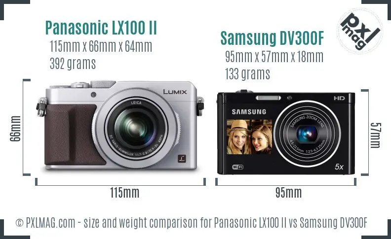 Panasonic LX100 II vs Samsung DV300F size comparison Panasonic LX100 II vs Samsung DV300F size comparison