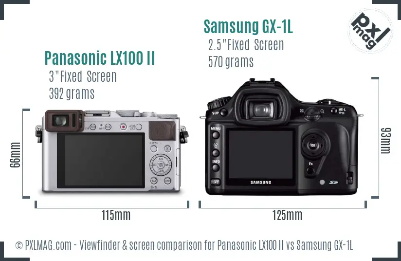 Panasonic LX100 II vs Samsung GX-1L Screen and Viewfinder comparison