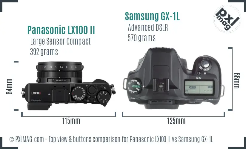 Panasonic LX100 II vs Samsung GX-1L top view buttons comparison