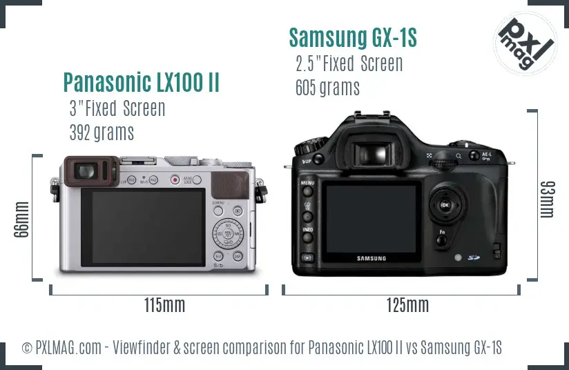 Panasonic LX100 II vs Samsung GX-1S Screen and Viewfinder comparison