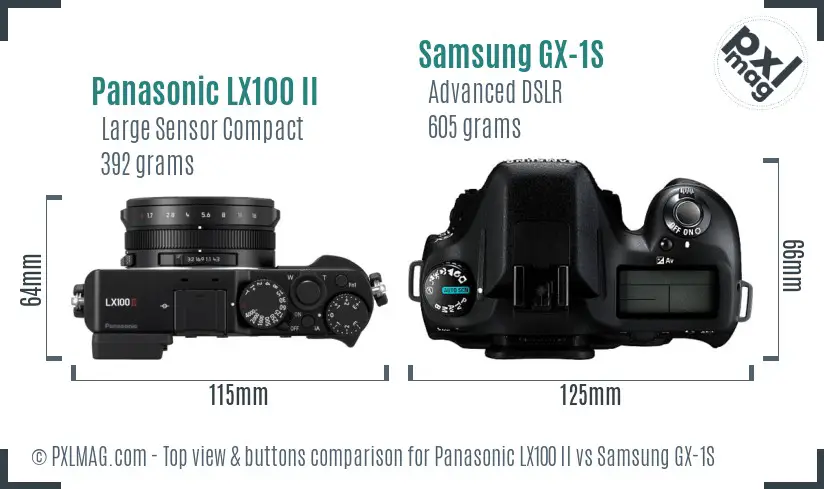 Panasonic LX100 II vs Samsung GX-1S top view buttons comparison