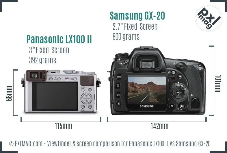 Panasonic LX100 II vs Samsung GX-20 Screen and Viewfinder comparison