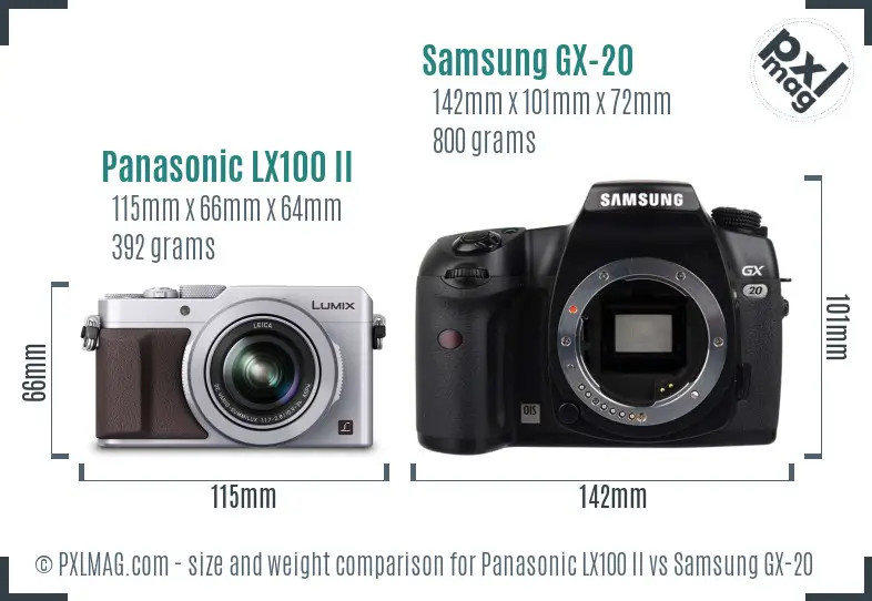 Panasonic LX100 II vs Samsung GX-20 size comparison