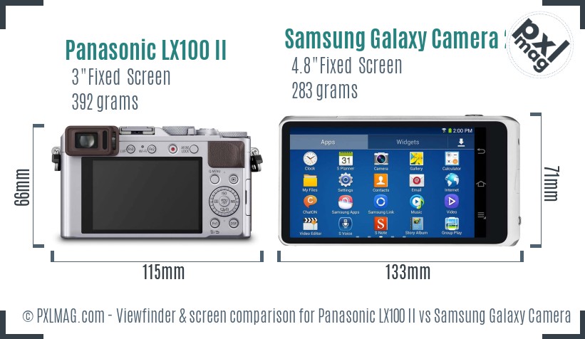 Panasonic LX100 II vs Samsung Galaxy Camera 2 Screen and Viewfinder comparison