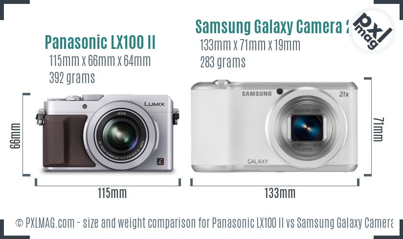 Panasonic LX100 II vs Samsung Galaxy Camera 2 size comparison