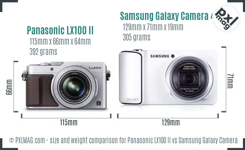 Panasonic LX100 II vs Samsung Galaxy Camera 4G size comparison