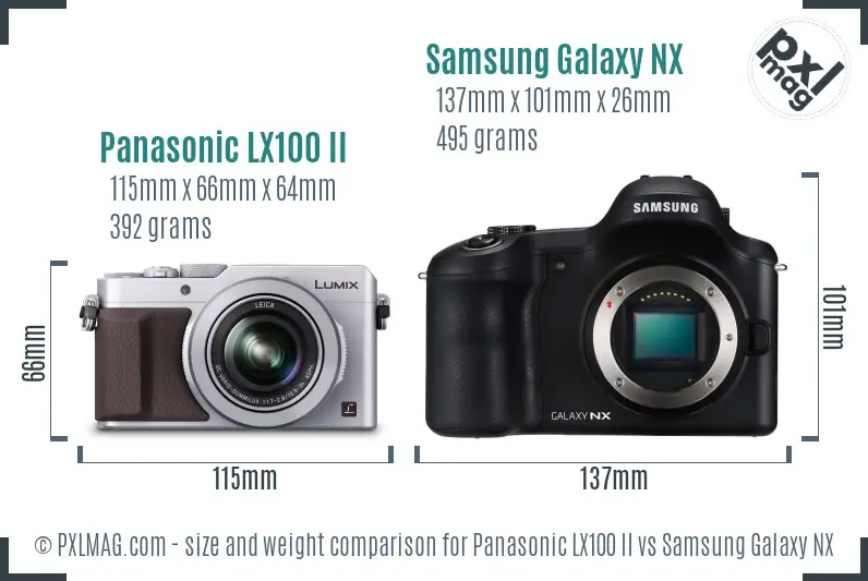 Panasonic LX100 II vs Samsung Galaxy NX size comparison