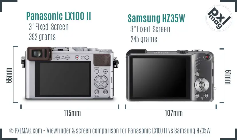 Panasonic LX100 II vs Samsung HZ35W Screen and Viewfinder comparison Panasonic LX100 II vs Samsung HZ35W Screen and Viewfinder comparison