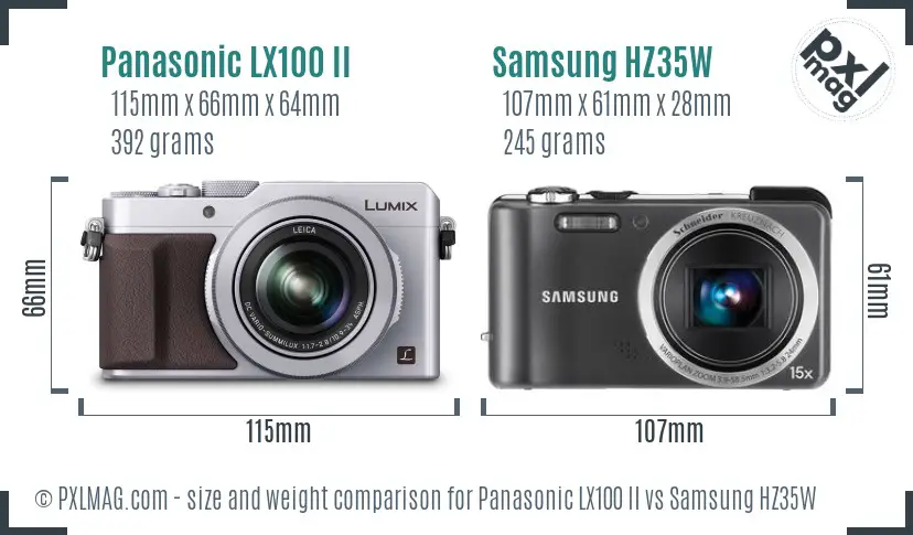Panasonic LX100 II vs Samsung HZ35W size comparison Panasonic LX100 II vs Samsung HZ35W size comparison