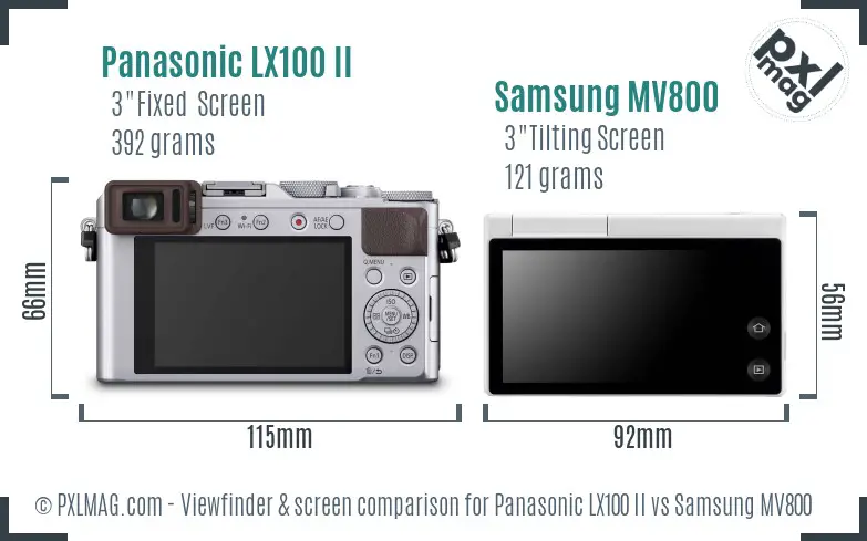 Panasonic LX100 II vs Samsung MV800 Screen and Viewfinder comparison