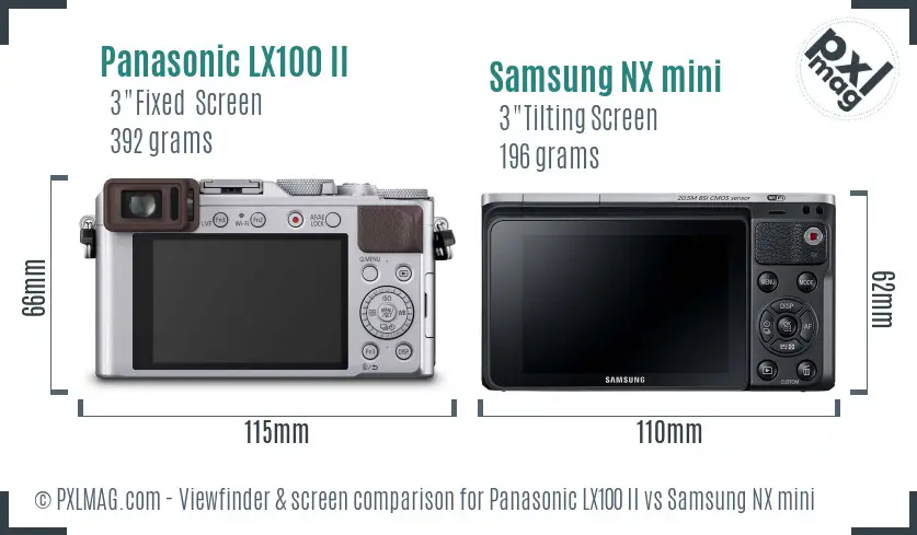 Panasonic LX100 II vs Samsung NX mini Screen and Viewfinder comparison