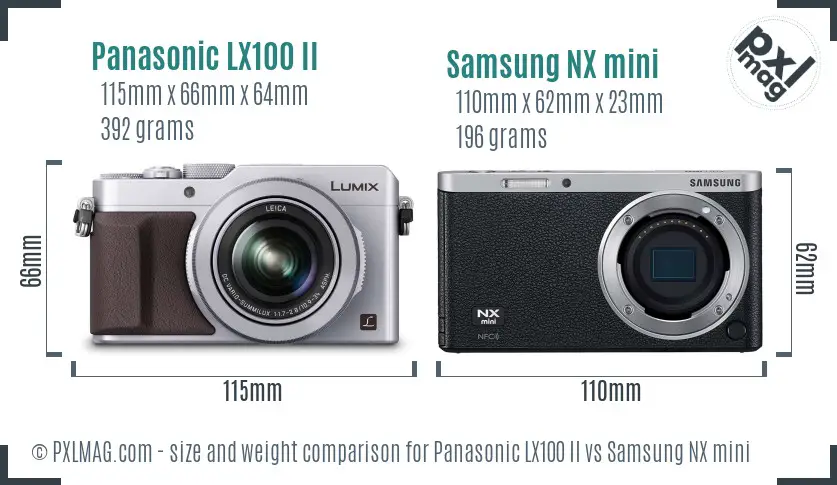 Panasonic LX100 II vs Samsung NX mini size comparison