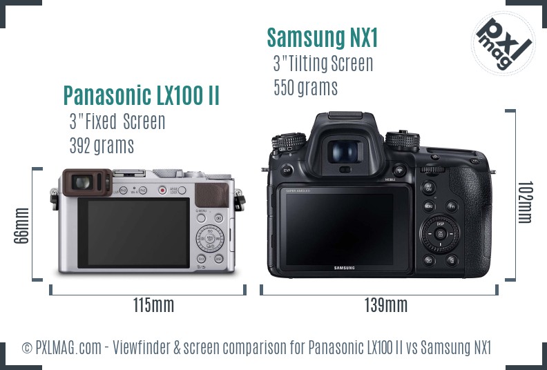 Panasonic LX100 II vs Samsung NX1 Screen and Viewfinder comparison