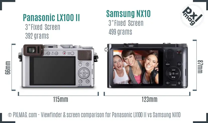 Panasonic LX100 II vs Samsung NX10 Screen and Viewfinder comparison