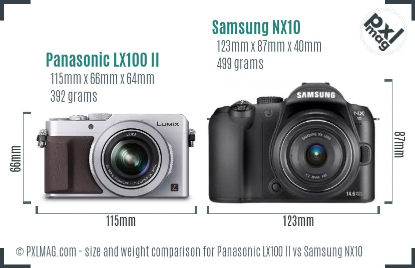 Panasonic LX100 II vs Samsung NX10 size comparison